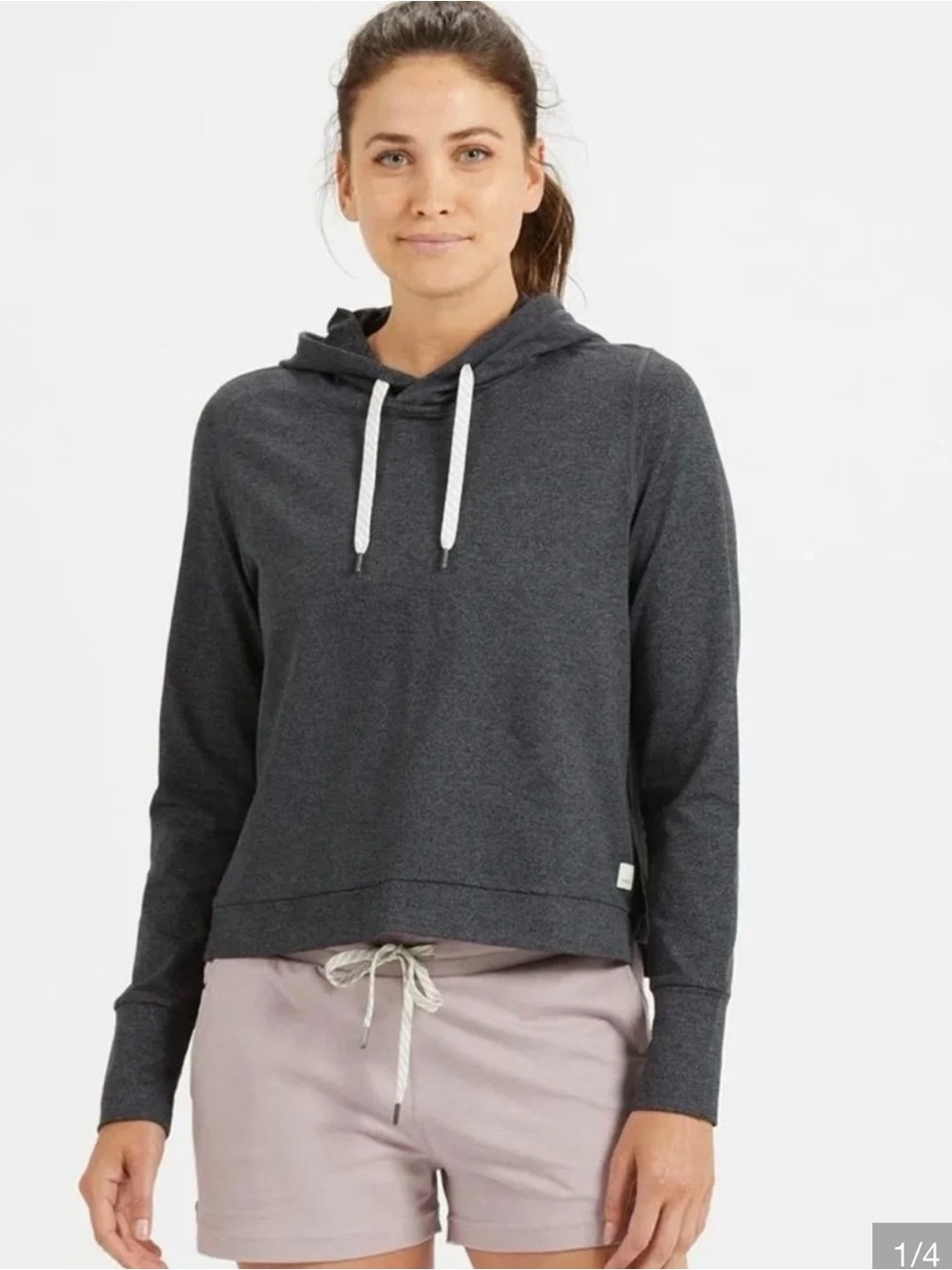 Charcoal Hooded Pullover Top - Women's Casual Hoodie